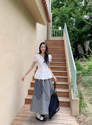 irregular plaid skirt