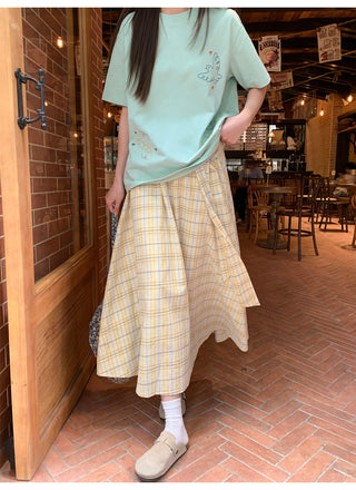 lace-up plaid skirt