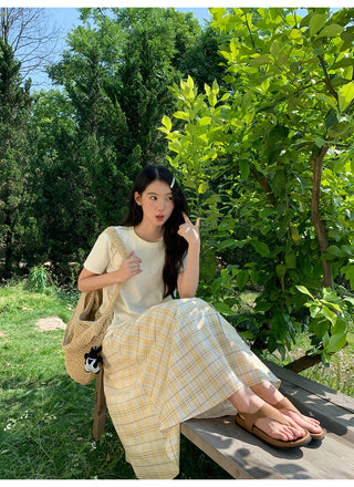 lace-up plaid skirt