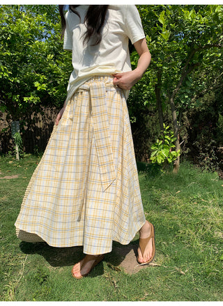 lace-up plaid skirt