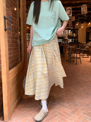 lace-up plaid skirt