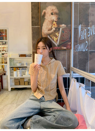 hooded plaid shirt