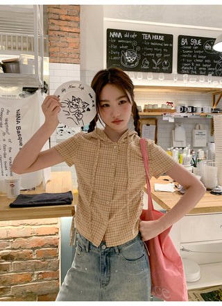 hooded plaid shirt