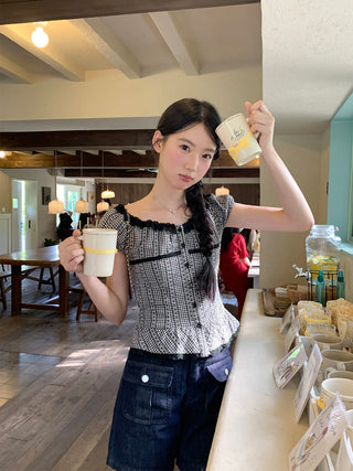 black lace shirt