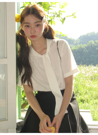 lace bow shirt