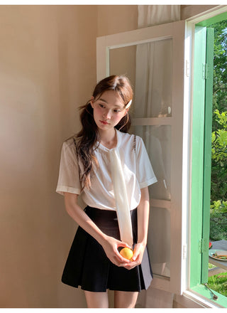 lace bow shirt