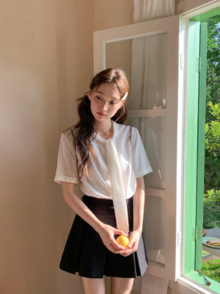 lace bow shirt