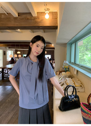 lace bow shirt