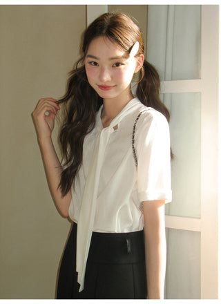 lace bow shirt