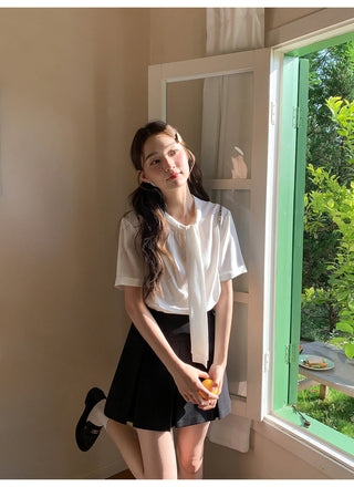 lace bow shirt