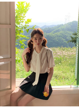 lace bow shirt
