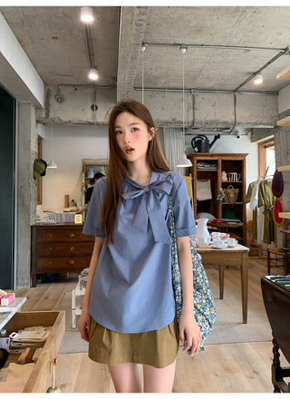 lace bow shirt