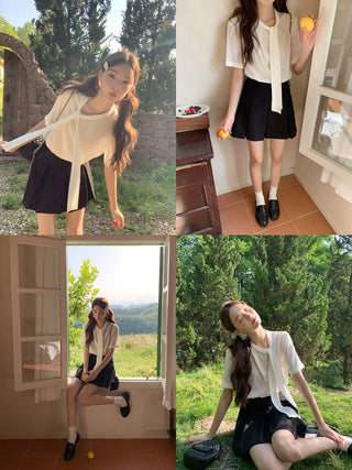 lace bow shirt