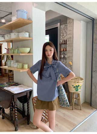 lace bow shirt