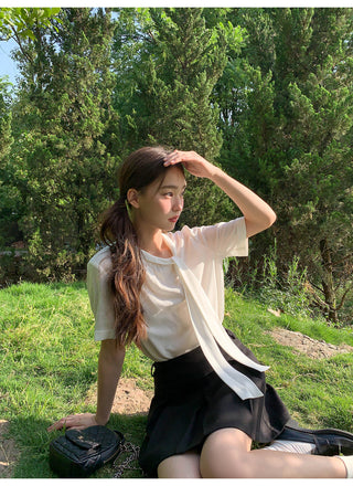 lace bow shirt