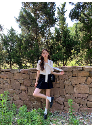 lace bow shirt