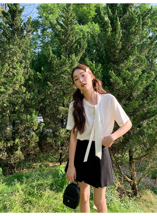 lace bow shirt