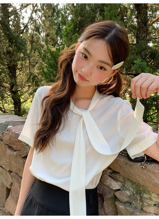 lace bow shirt
