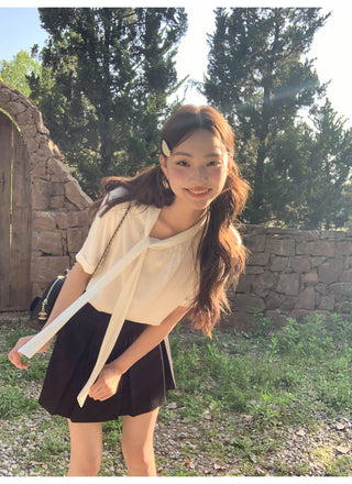 lace bow shirt