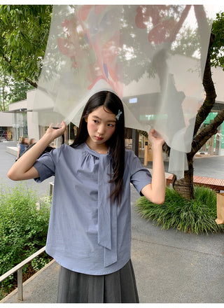 lace bow shirt