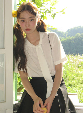 lace bow shirt