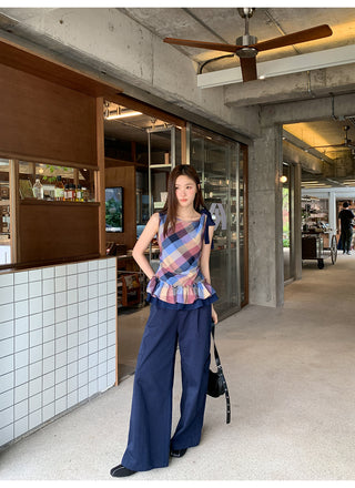 plaid halter vest