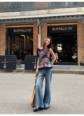 plaid halter vest