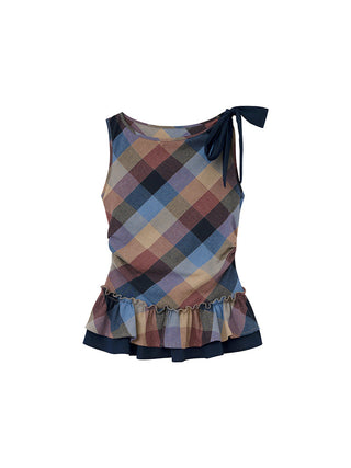 plaid halter vest