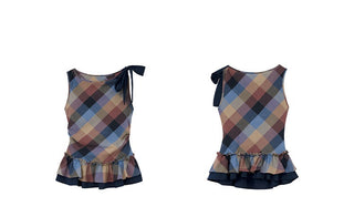 plaid halter vest