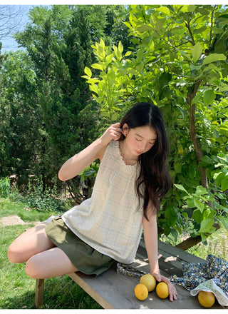 rainbow plaid blouse
