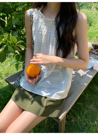 rainbow plaid blouse
