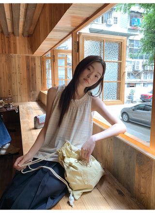 rainbow plaid blouse