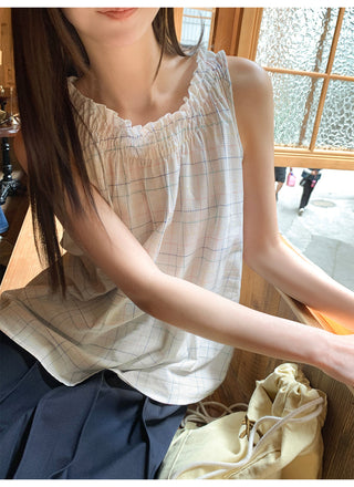 rainbow plaid blouse