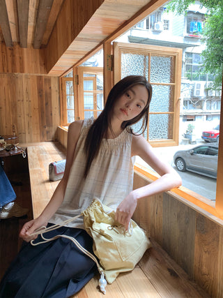 rainbow plaid blouse