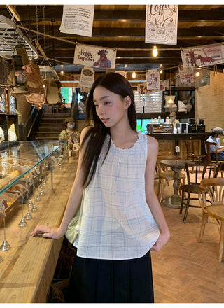 rainbow plaid blouse
