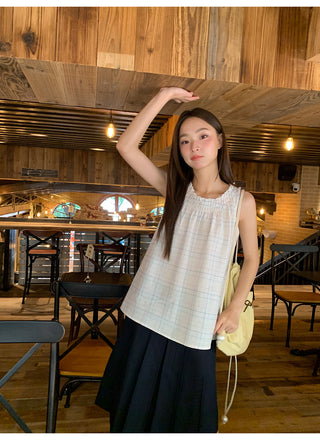 rainbow plaid blouse