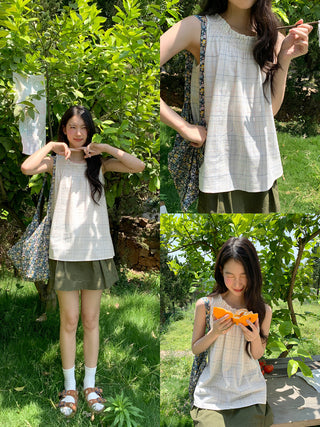 rainbow plaid blouse