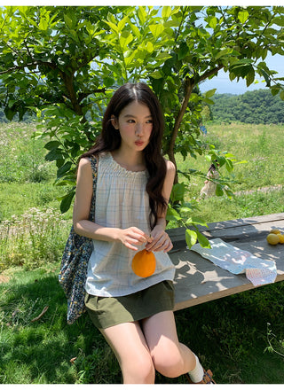 rainbow plaid blouse