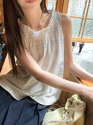 rainbow plaid blouse