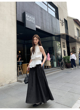 black denim skirt