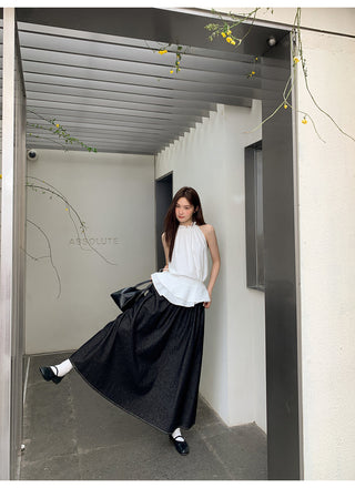 black denim skirt