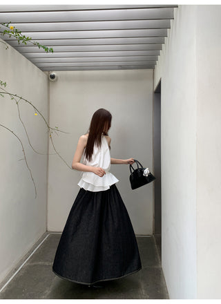 black denim skirt