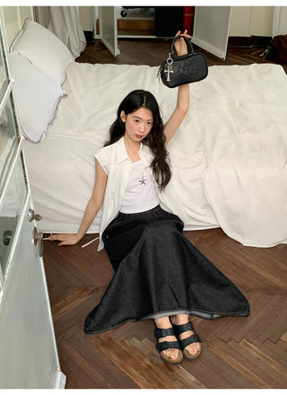 black denim skirt
