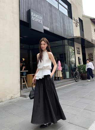 black denim skirt