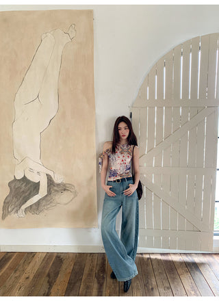 worn vest jeans