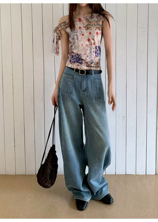 worn vest jeans