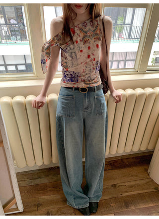 worn vest jeans