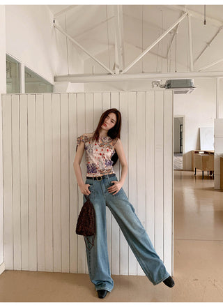 worn vest jeans