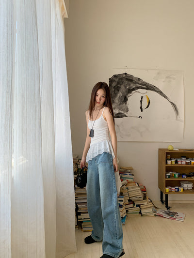worn vest jeans