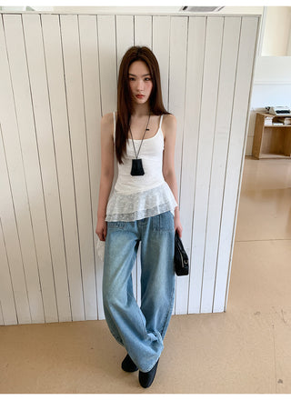 worn vest jeans